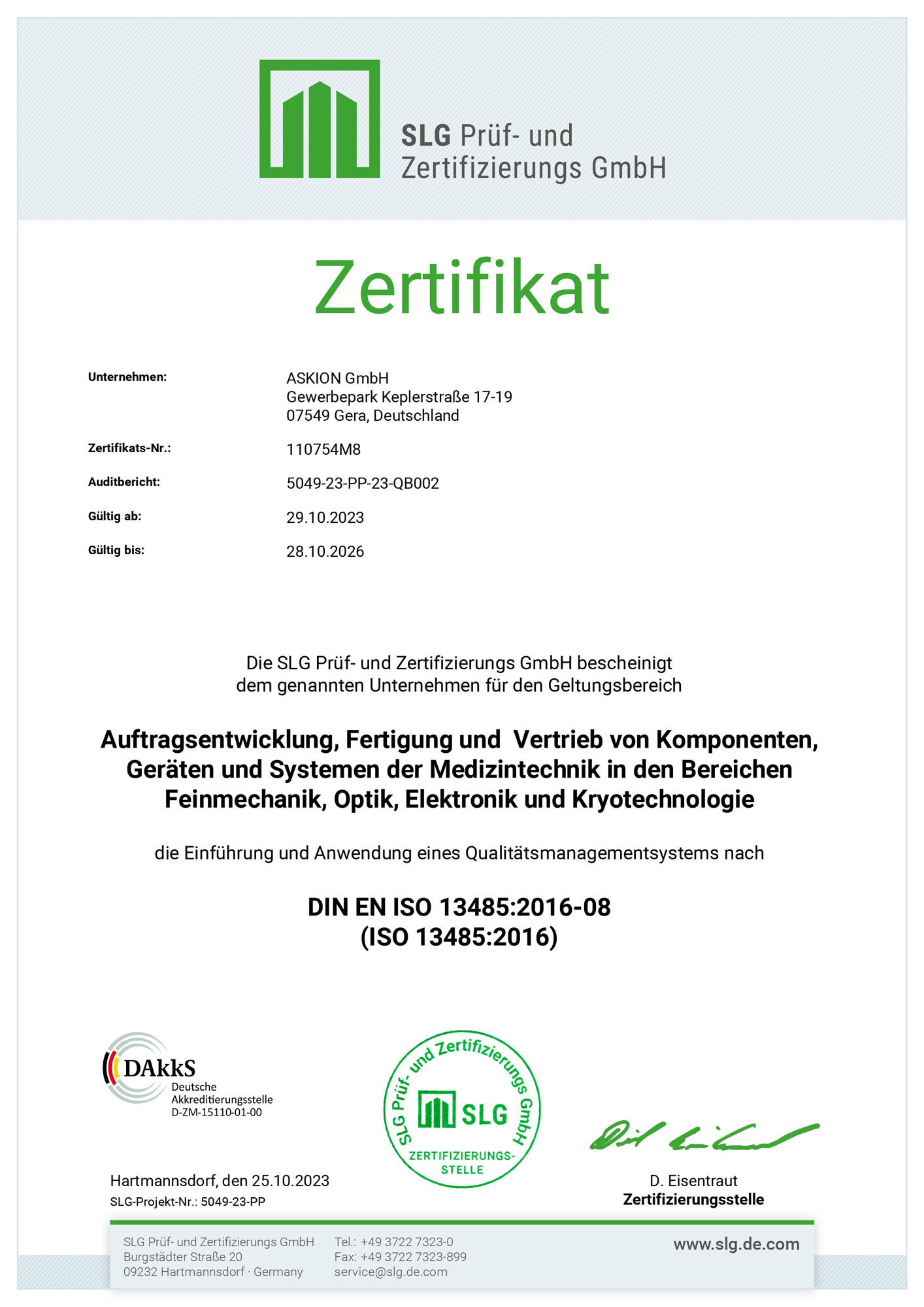 Download Zertifikat - DIN EN ISO 13485