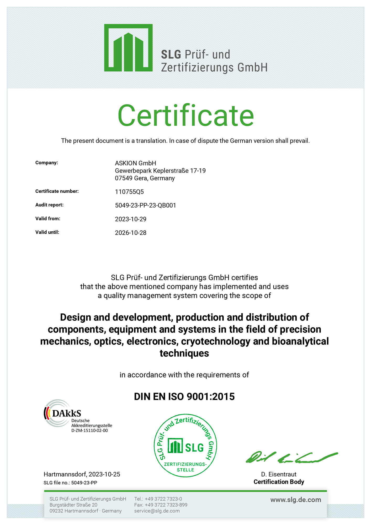Download Certificate - DIN EN ISO 9001