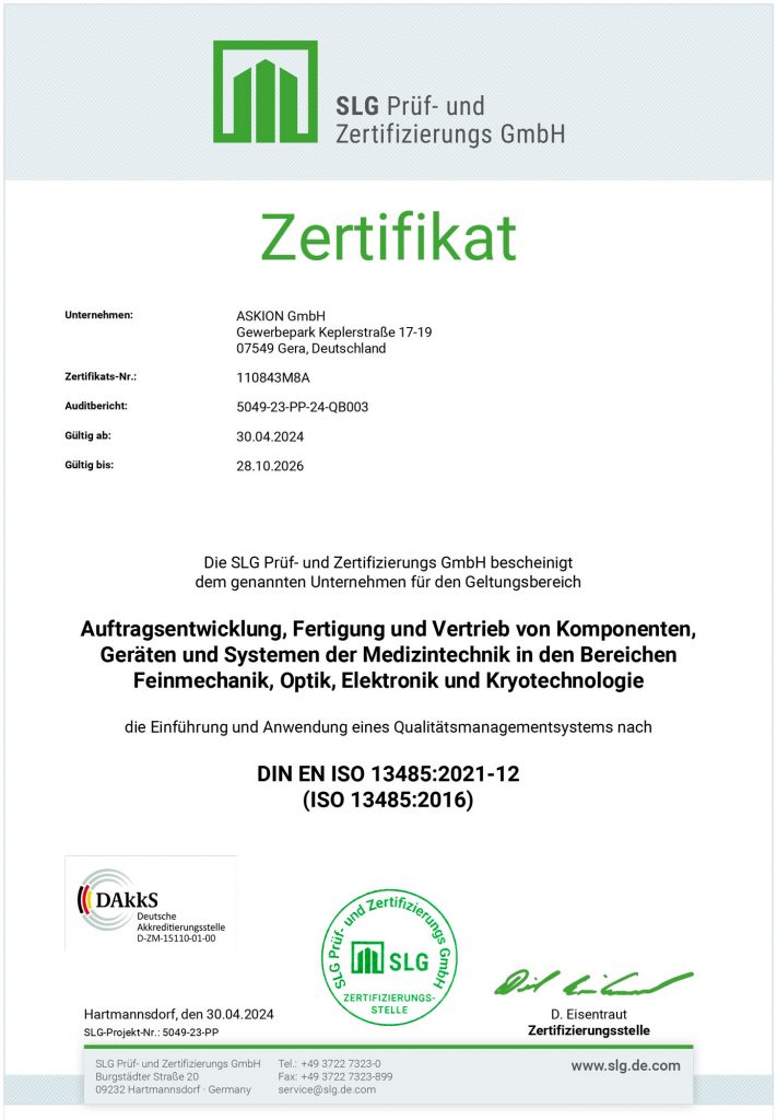 Download Zertifikat - DIN EN ISO 13485:2021-12